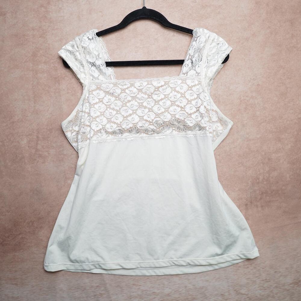 Ivory Lace Square Neck Top XL Romantic Y2K